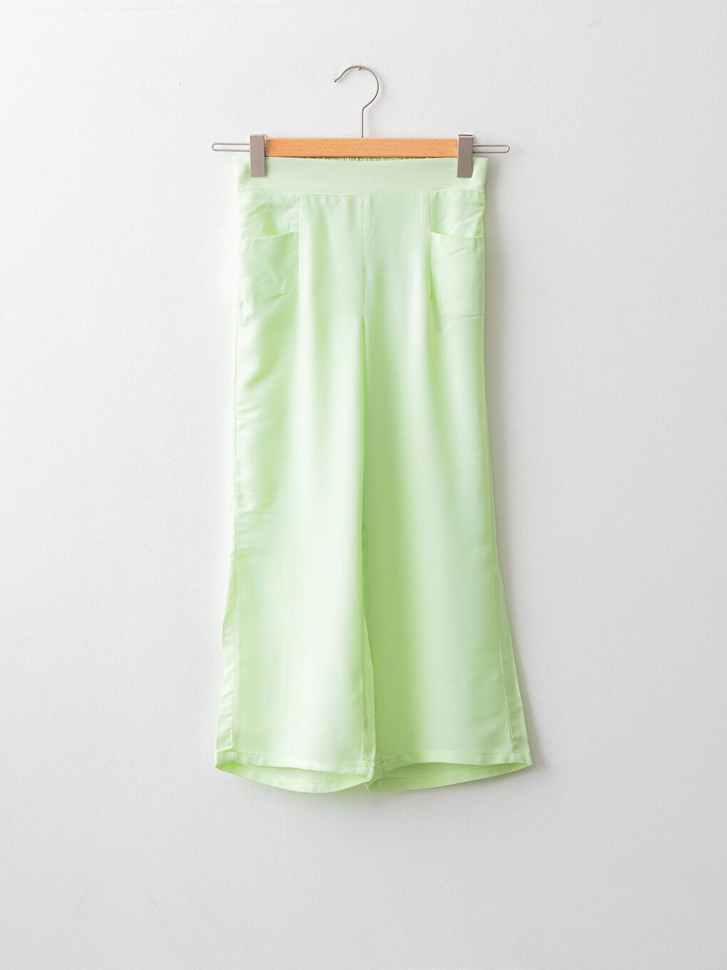 Basic Viscose Girl Trousers With Elastic Waistband