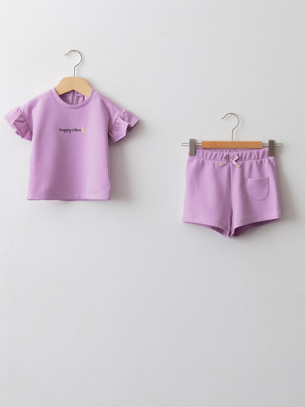 Crew Neck Short Sleeve Baby Girl T-Shirt and Shorts 2-Piece Set