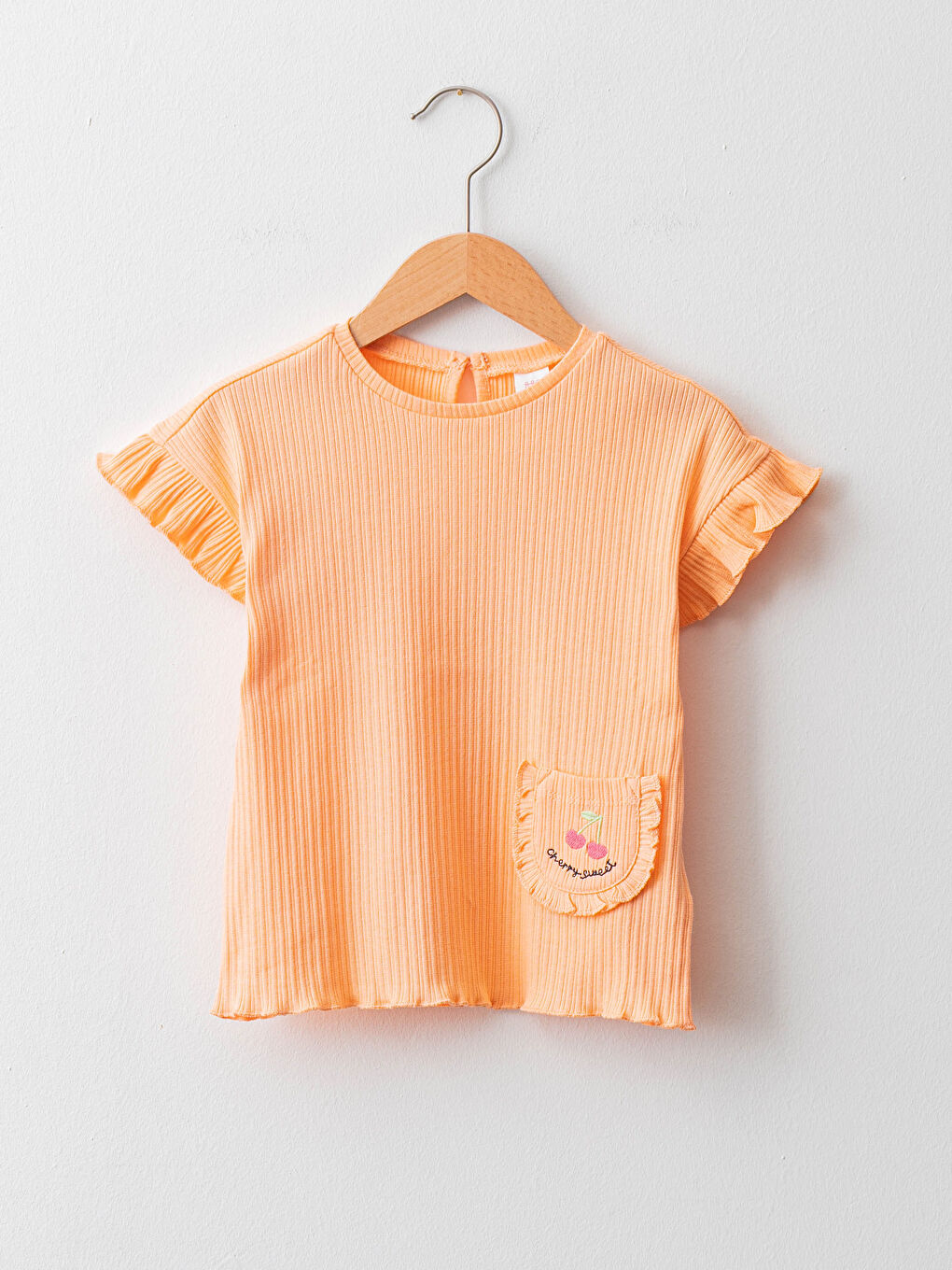 Crew Neck Short Sleeve Embroidered Baby Girls' T-Shirt