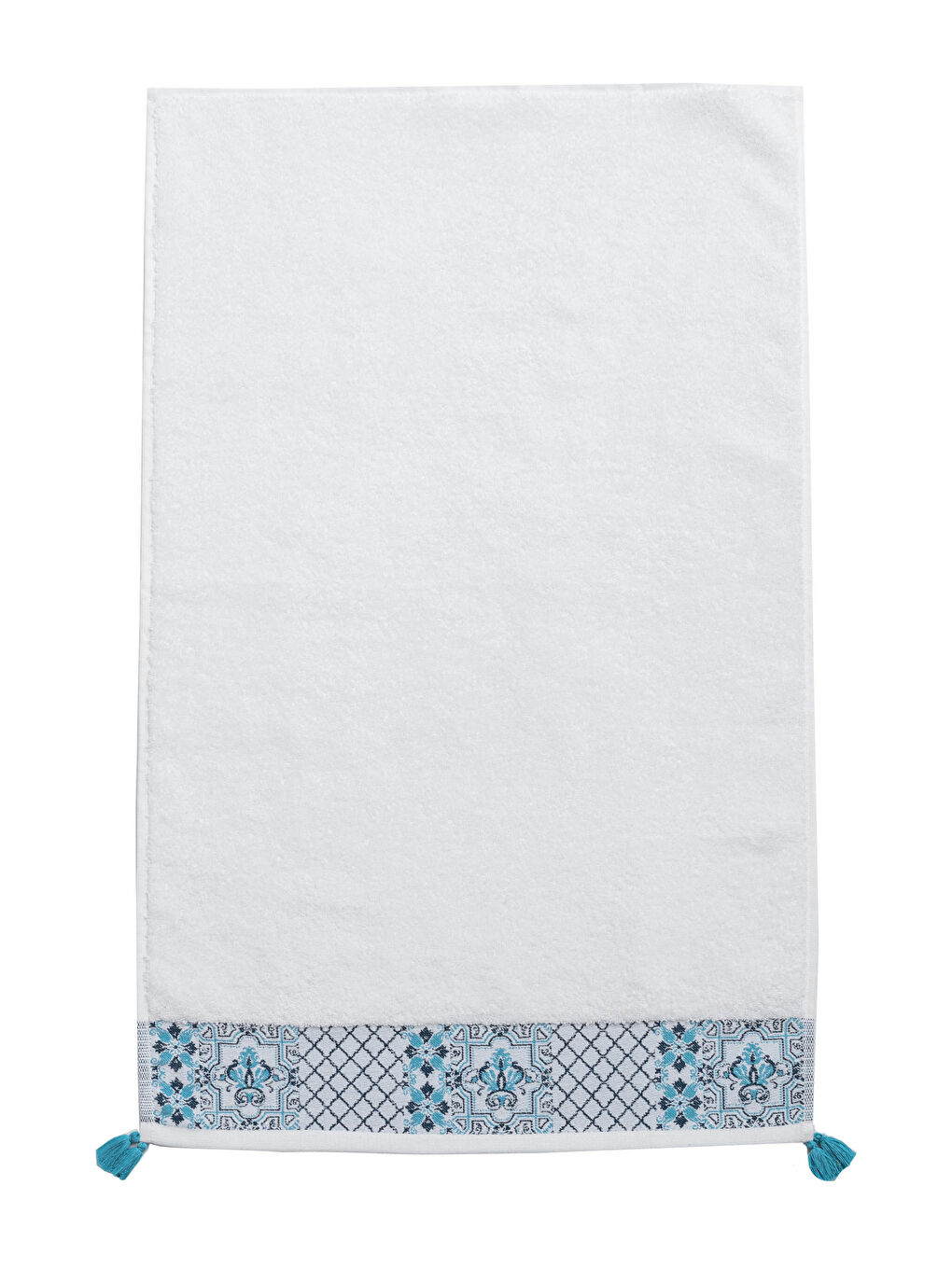 Beyaz Nakış Detaylı Jakarlı Yüz Havlusu-3