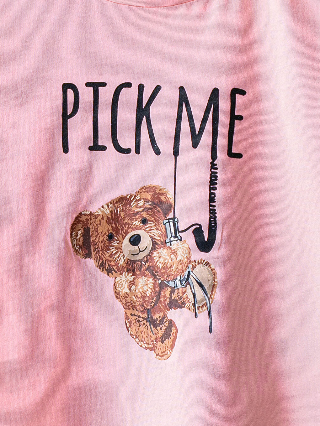 Pembe Bisiklet Yaka Baskılı Kısa Kollu Pamuklu Kız Çocuk Tişört-2