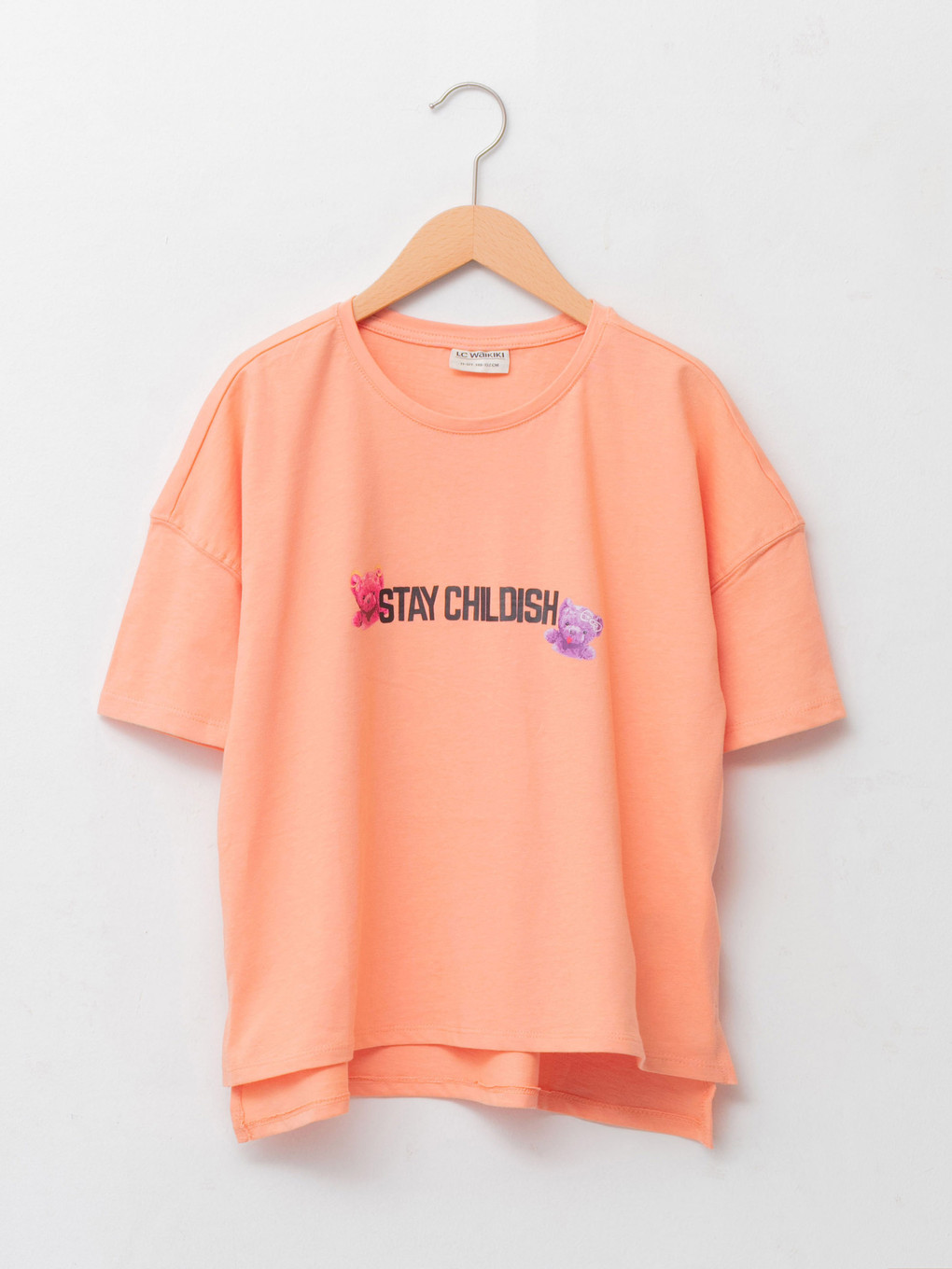 Crew Neck Printed Short Sleeve Cotton Girl T-shirt