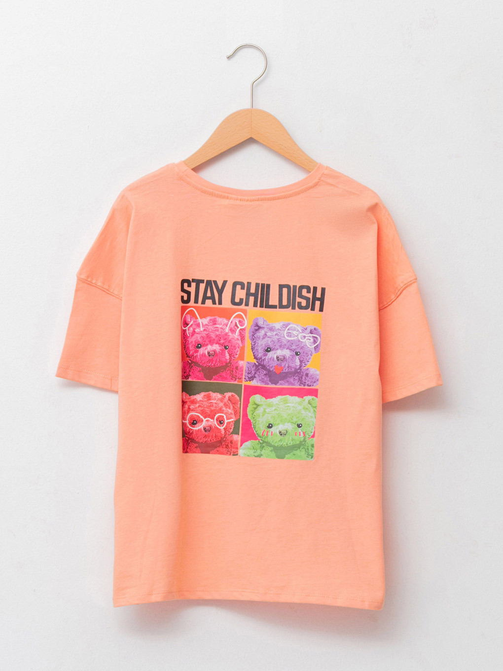 Crew Neck Printed Short Sleeve Cotton Girl T-shirt-1