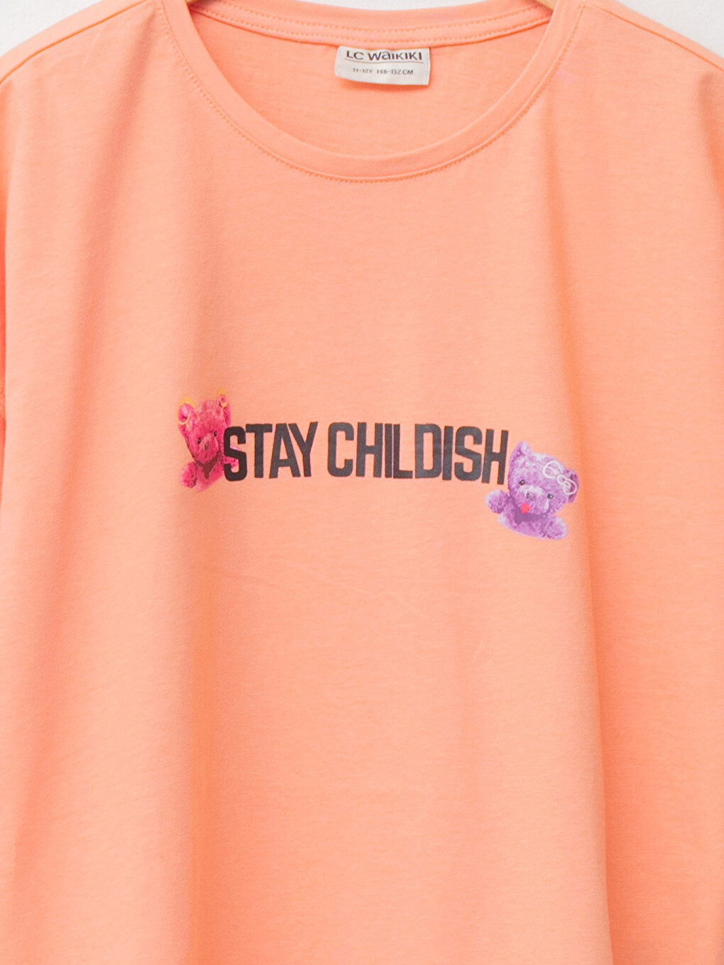 Crew Neck Printed Short Sleeve Cotton Girl T-shirt-2