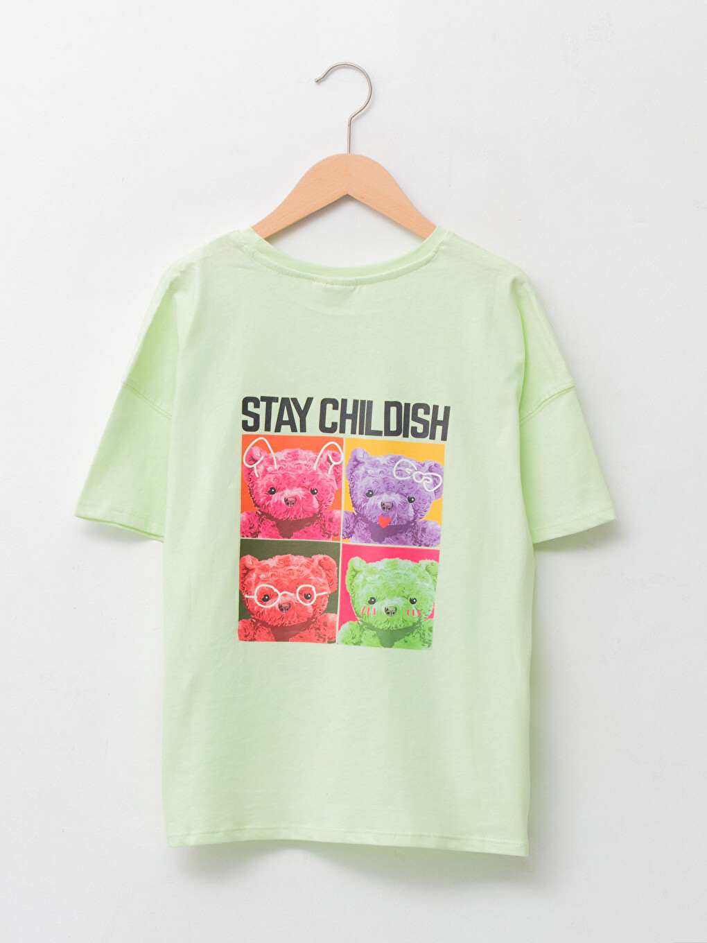 Crew Neck Printed Short Sleeve Cotton Girl T-shirt-1