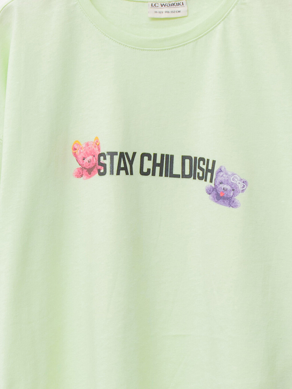 Crew Neck Printed Short Sleeve Cotton Girl T-shirt-2
