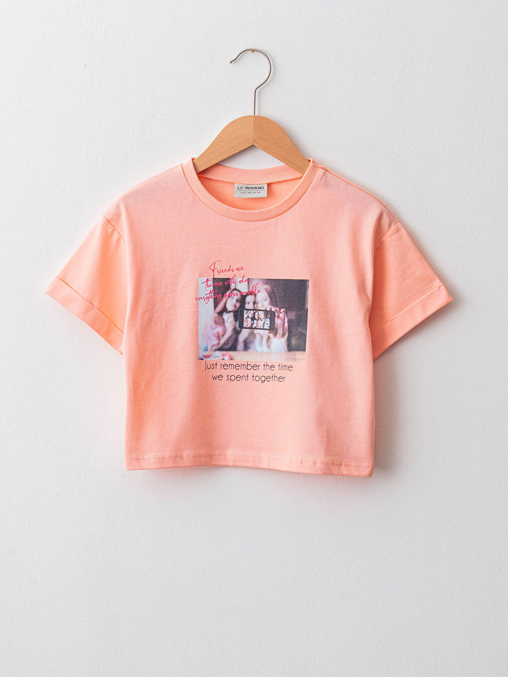 Pembe Bisiklet Yaka Baskılı Kısa Kollu Kız Çocuk Tişört