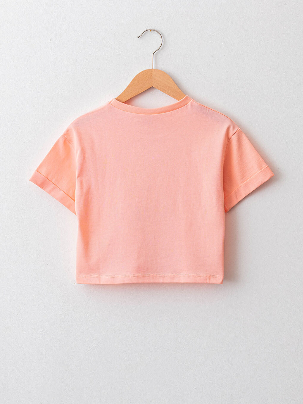 Pembe Bisiklet Yaka Baskılı Kısa Kollu Kız Çocuk Tişört-1