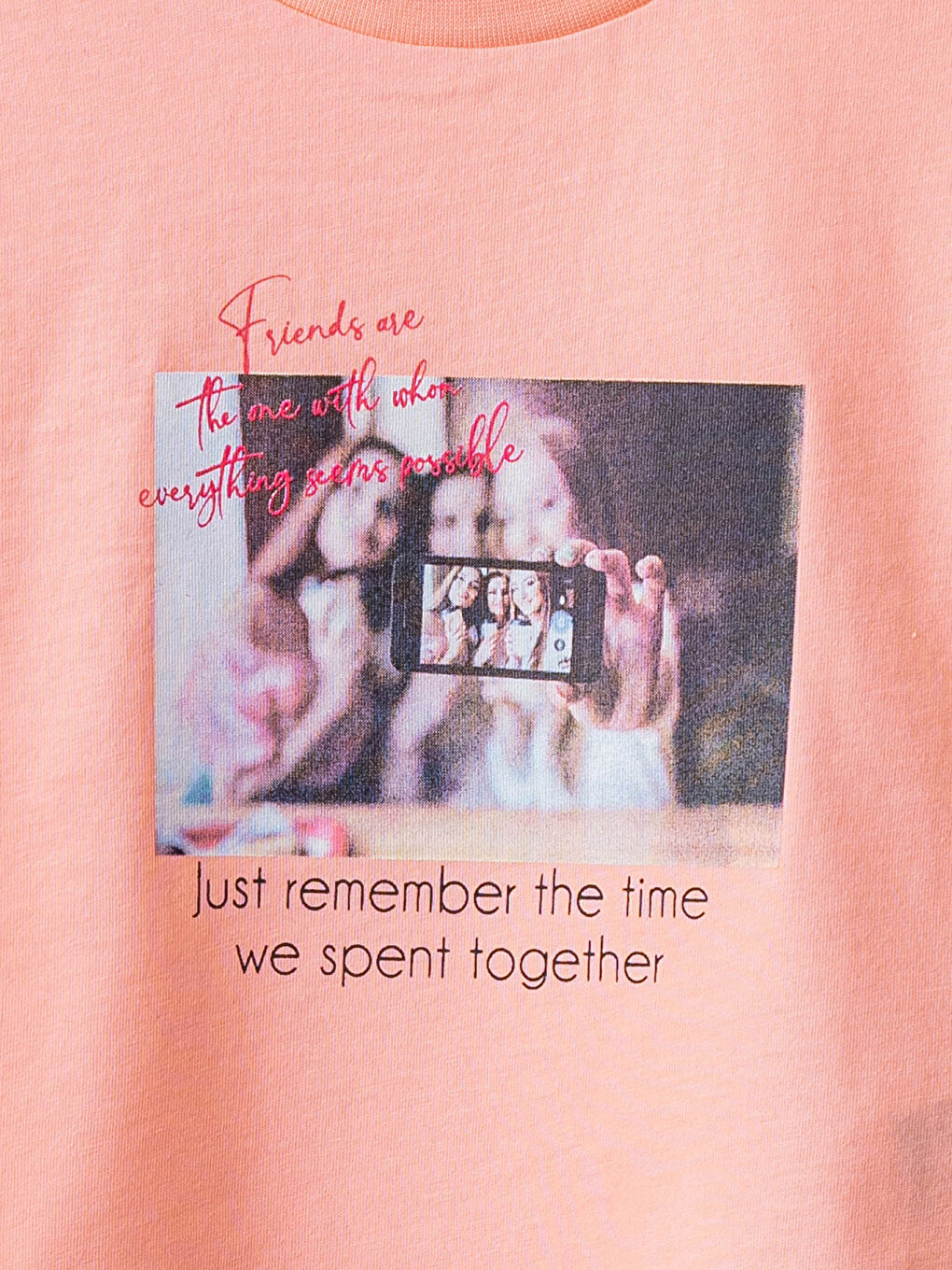 Pembe Bisiklet Yaka Baskılı Kısa Kollu Kız Çocuk Tişört-2