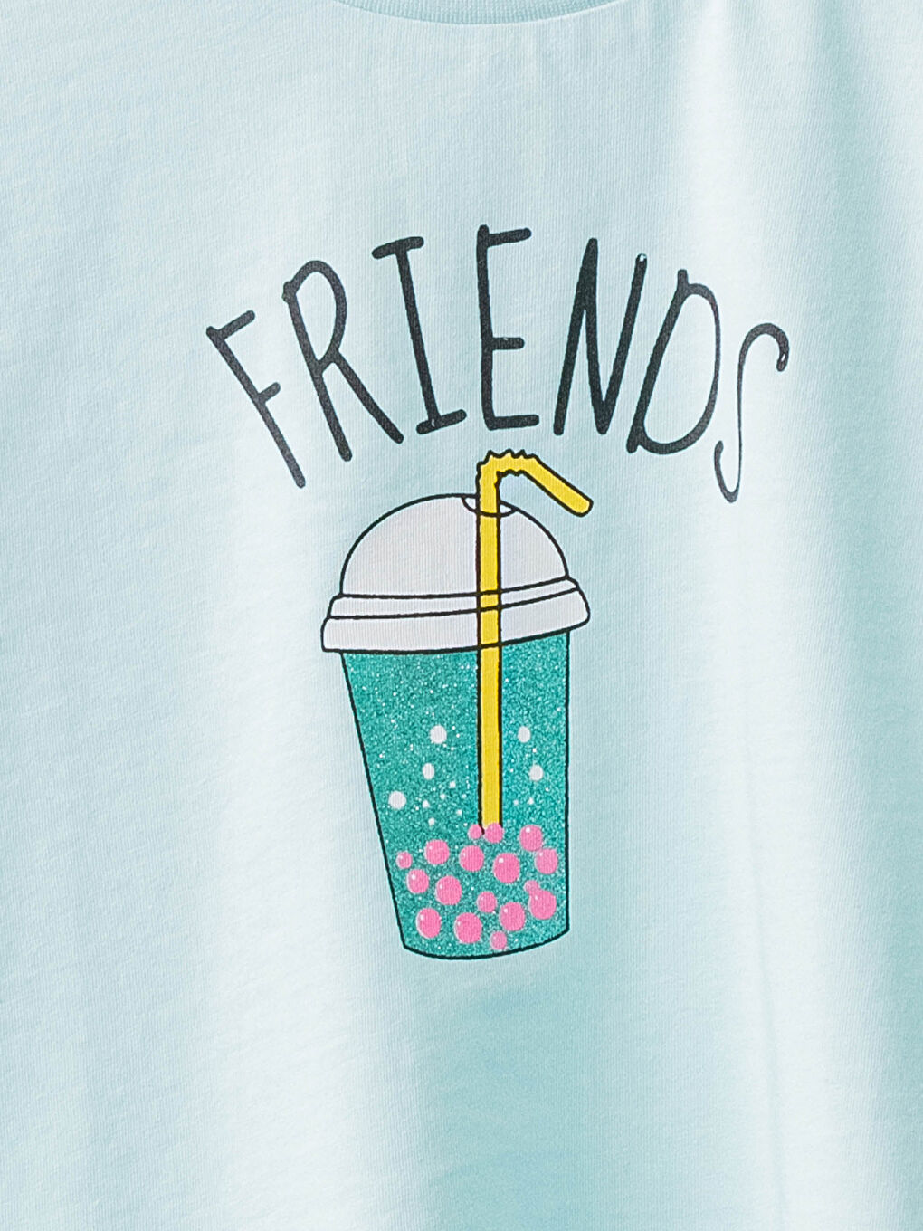 Crew Neck Printed Short Sleeve Cotton Girl T-shirt-6