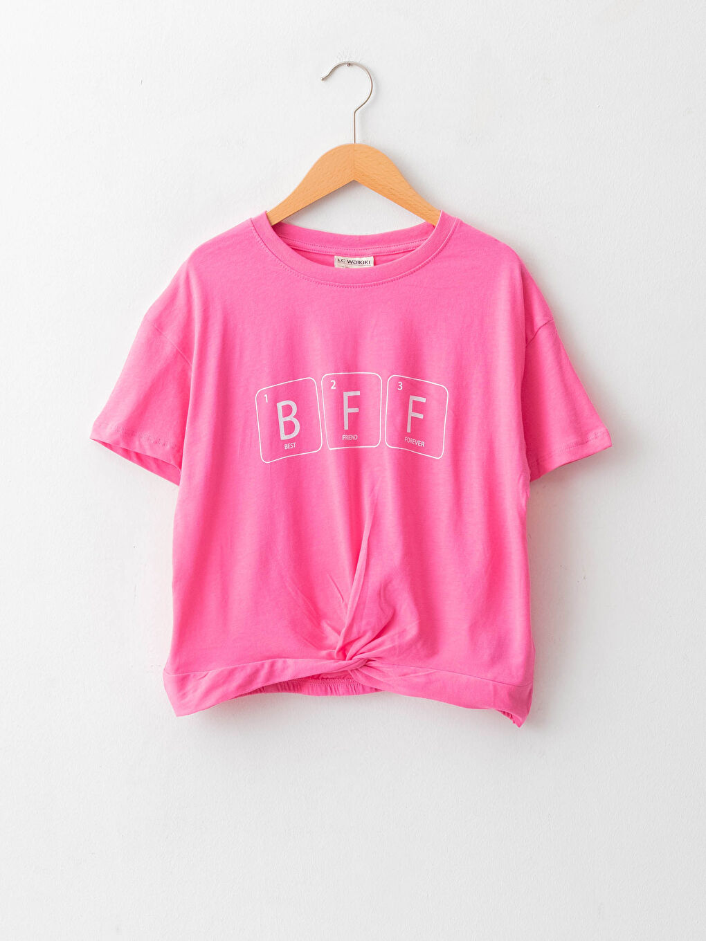 Crew Neck Printed Short Sleeve Girls' T-Shirt