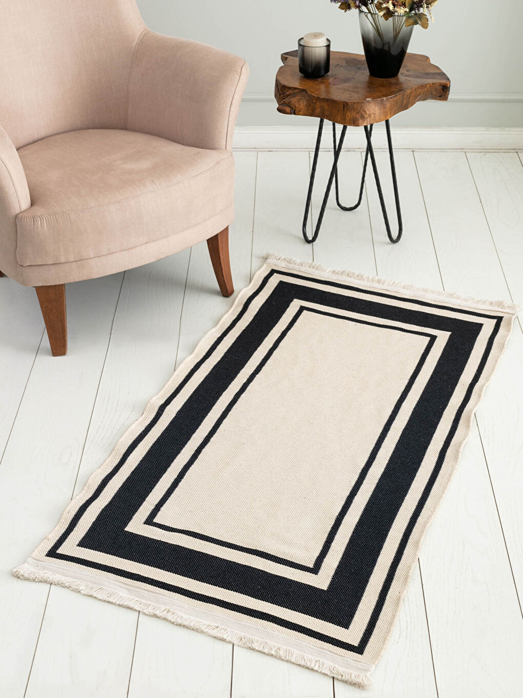 سجادة جاكار بتفاصيل شراشيب 80x150 سم