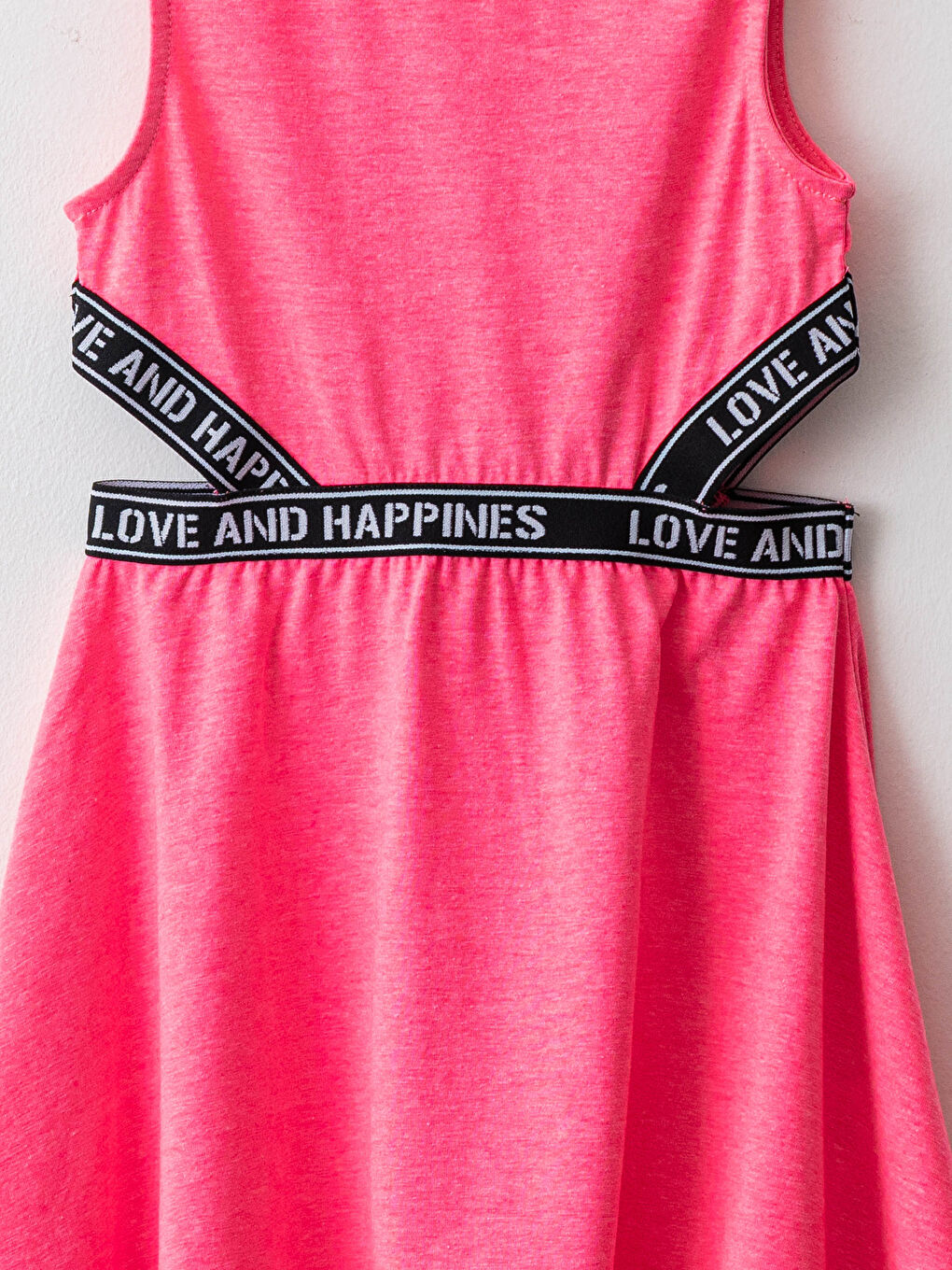 LCW Kids Crew Neck Slogan Letter Print Asymmetric Cut Girl Dress -S1HL97Z4-MRJ