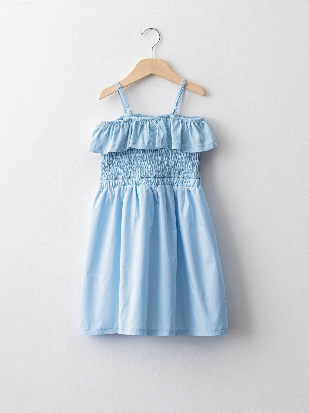 Basic Cotton Girl Dress With Straps-1