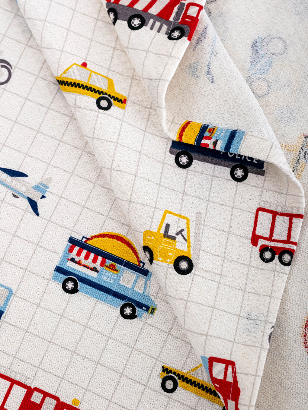 Araba Baskılı Pamuklu Erkek Çocuk Pike Takımı-4