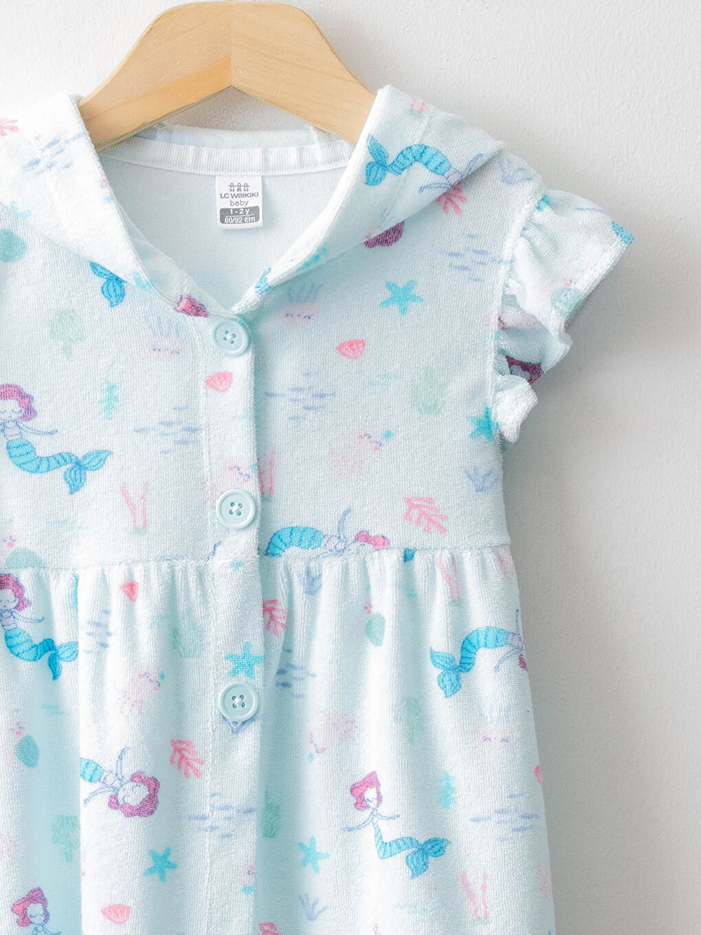 კაპიუშონიანი ნაბეჭდი ბამბის ბავშვის ხალათი-2