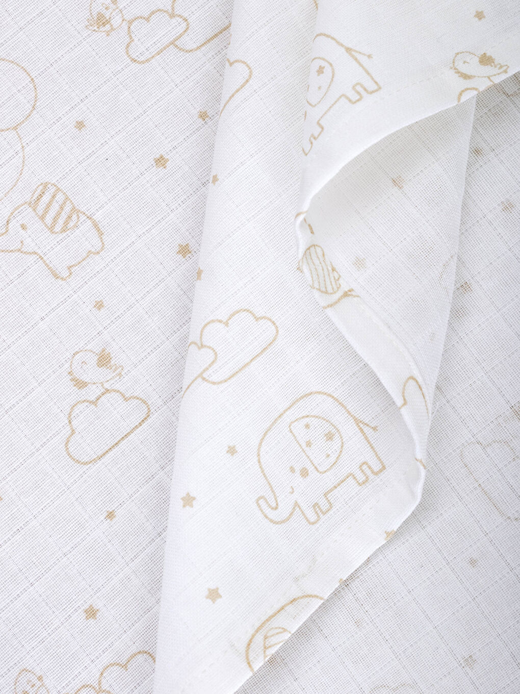 Bej Baskılı Erkek Bebek Müslin Battaniye 85x85 cm-2