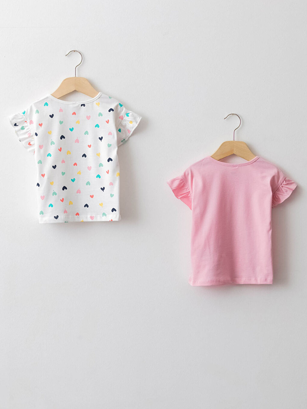 Crew Neck Short Sleeve Printed Baby Girl T-Shirt 2 Pieces-1