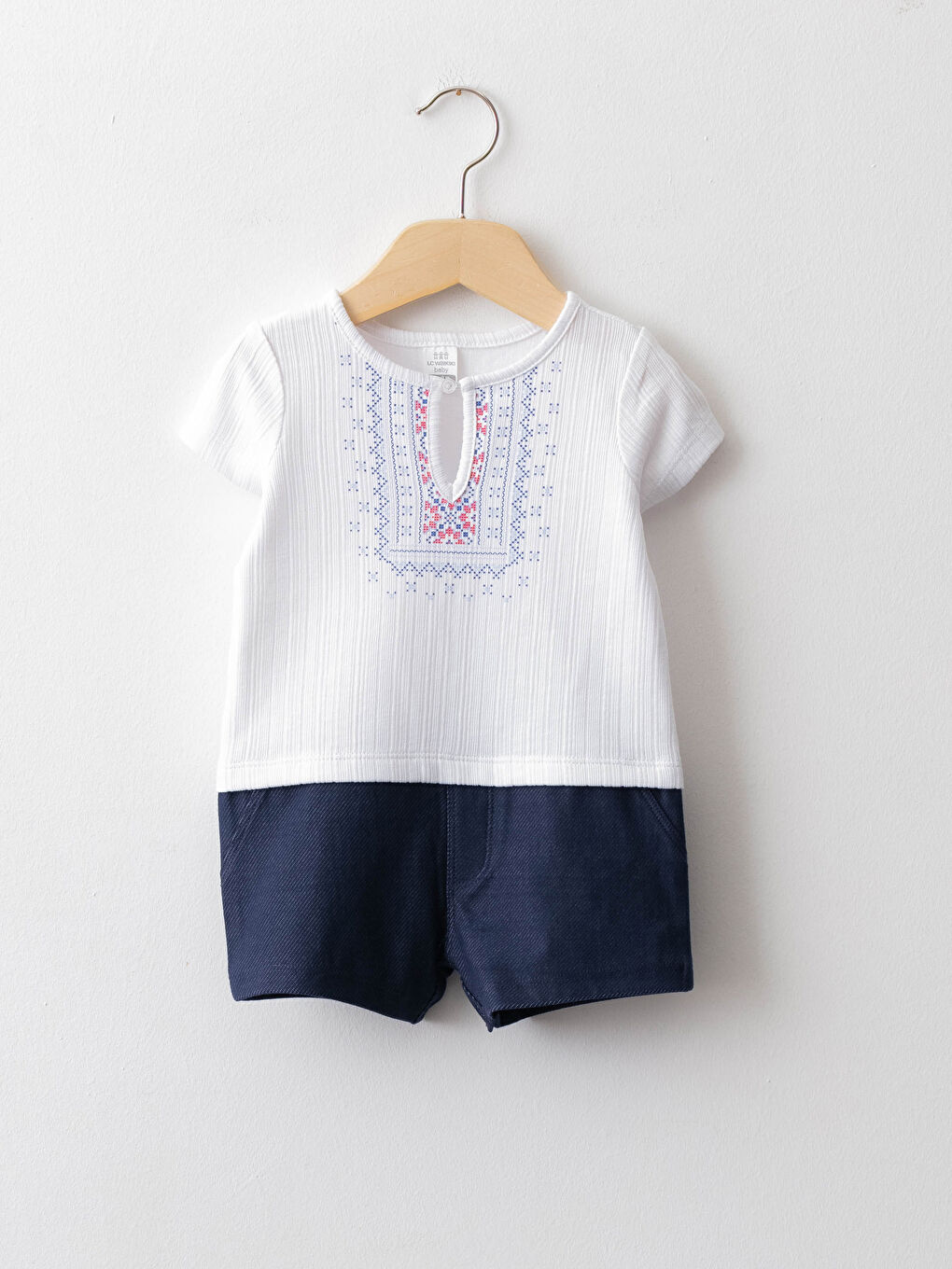 Bisiklet Yaka Kısa Kollu Desenli Erkek Bebek Tulum