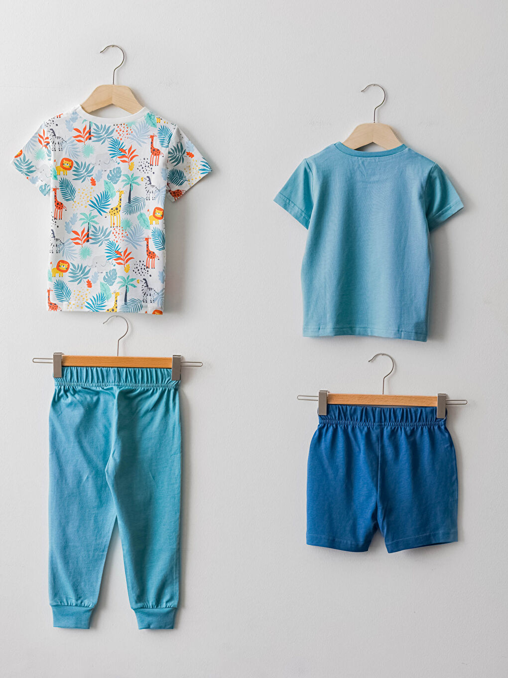 Crew Neck Short Sleeve Printed Cotton Baby Boy 4-Piece Suit-1