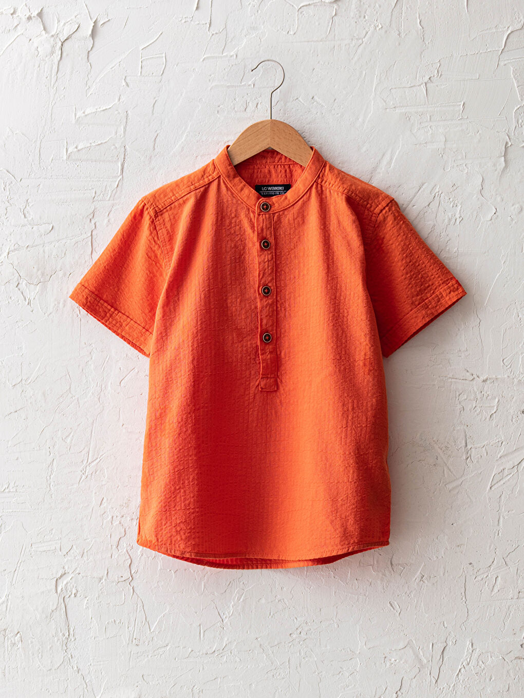 Turuncu Hakim Yaka Basic Kısa Kollu Erkek Çocuk Gömlek