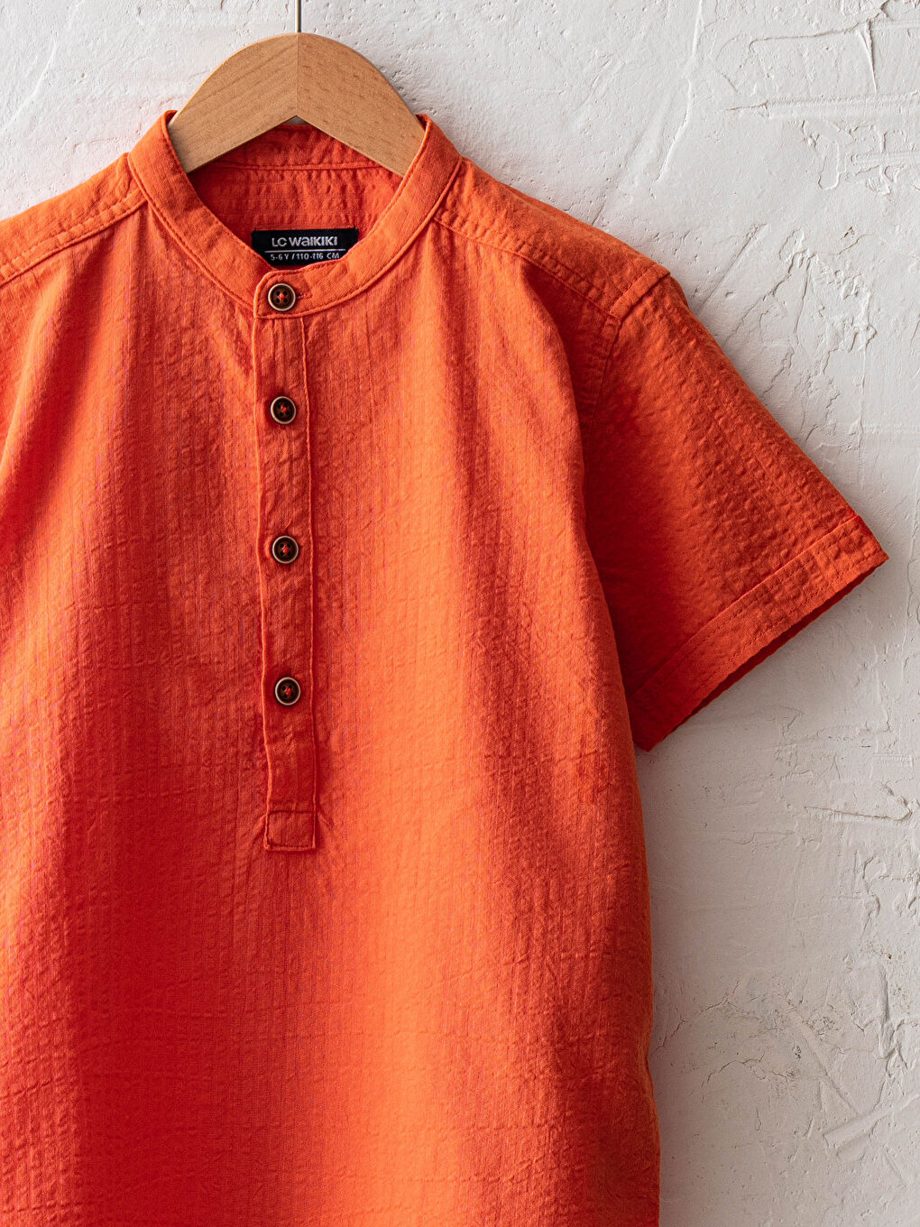 Turuncu Hakim Yaka Basic Kısa Kollu Erkek Çocuk Gömlek-2