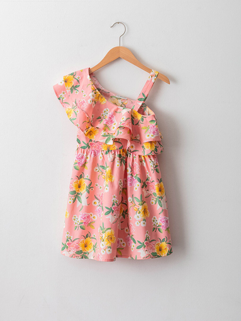 فستان بنت بوبلين بتفاصيل دولاب و نقش زهور-8