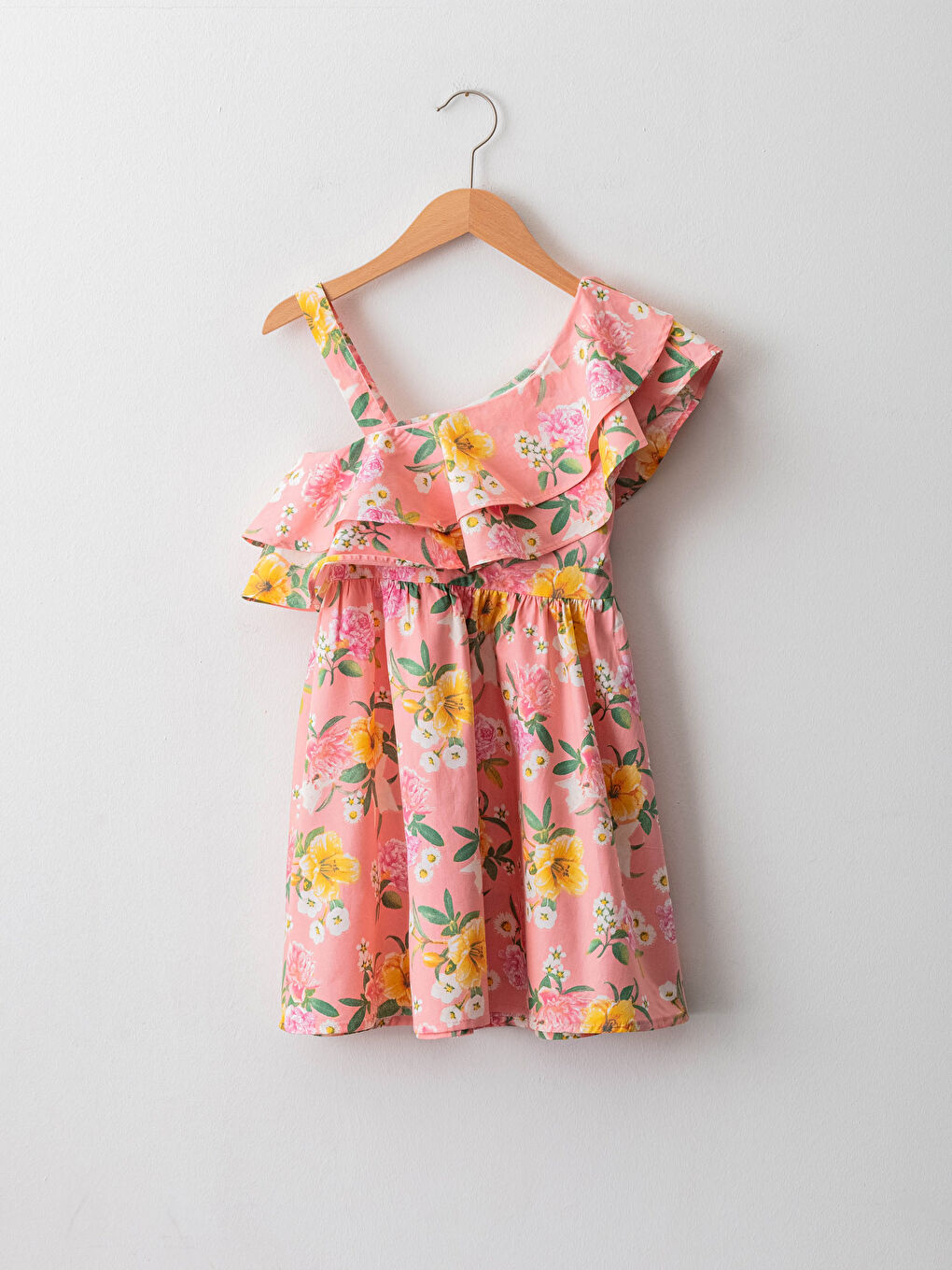 فستان بنت بوبلين بتفاصيل دولاب و نقش زهور-9