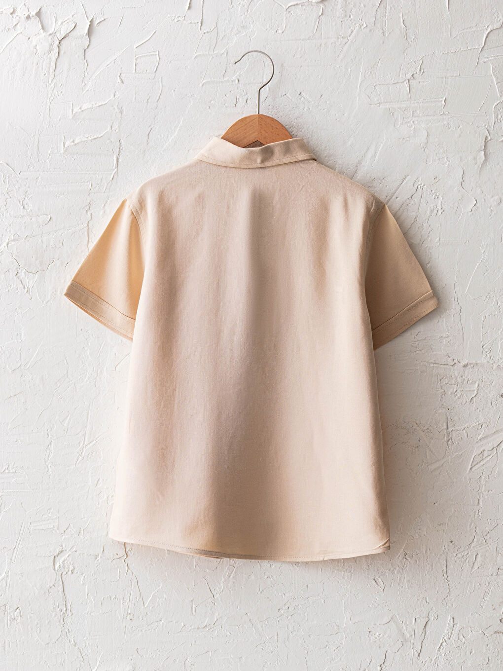 Short Sleeve Letter Embroidered Pocket Detailed Boy Shirt-1