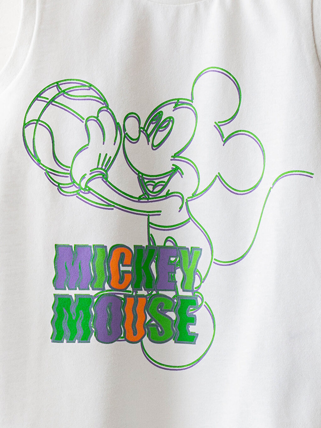Débardeur Garçon Imprimé Mickey Mouse Col Rond en Coton-2