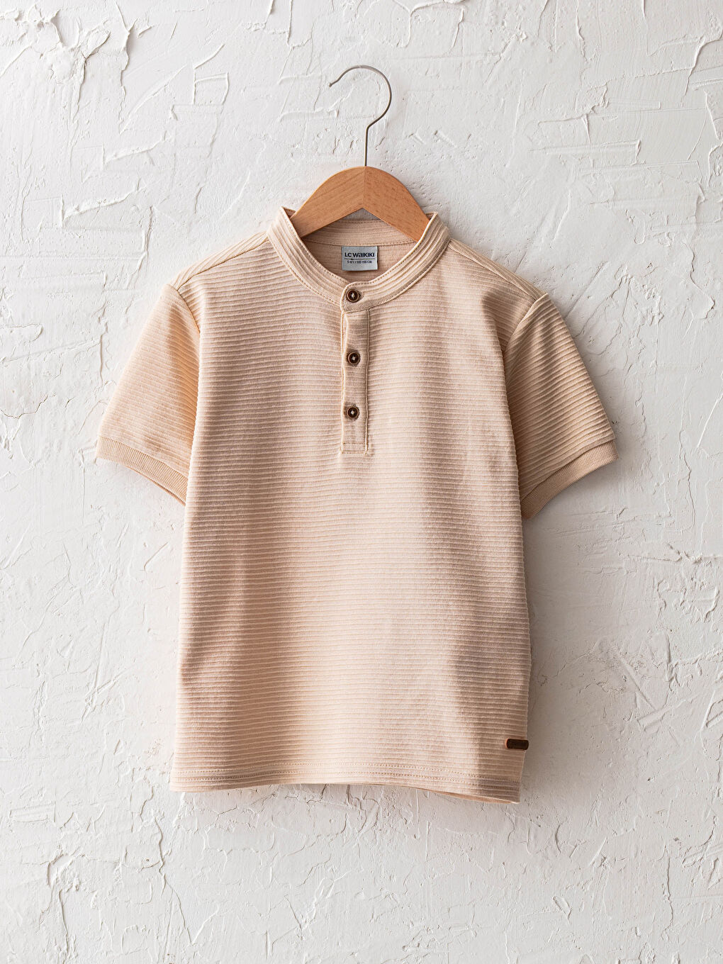 Grandad Collar Basic Short Sleeve Boys' T-Shirt