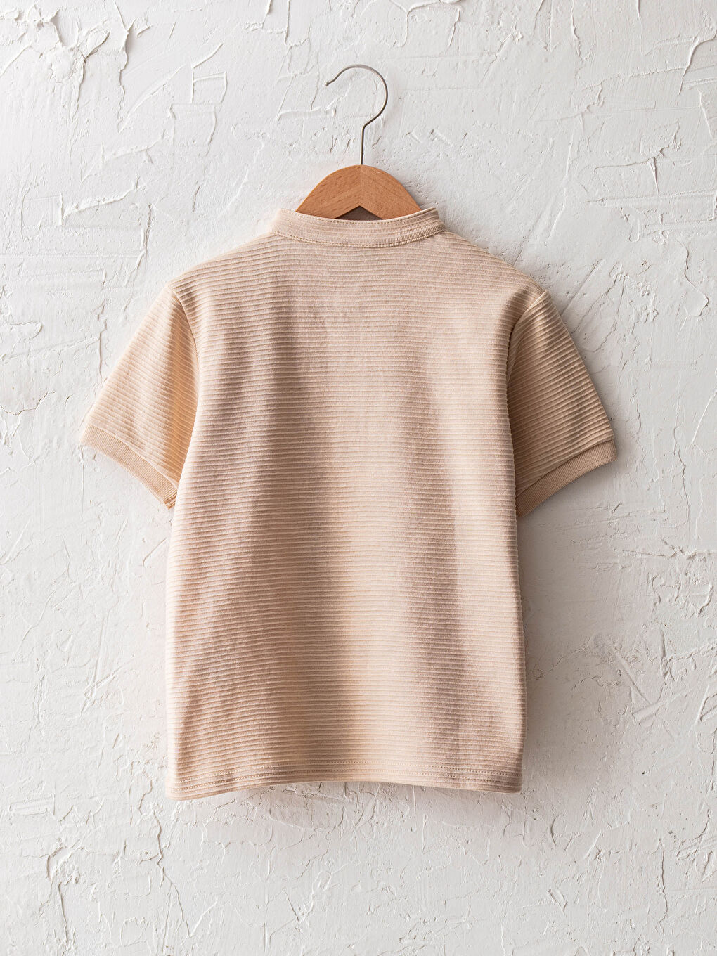 Grandad Collar Basic Short Sleeve Boys' T-Shirt-1