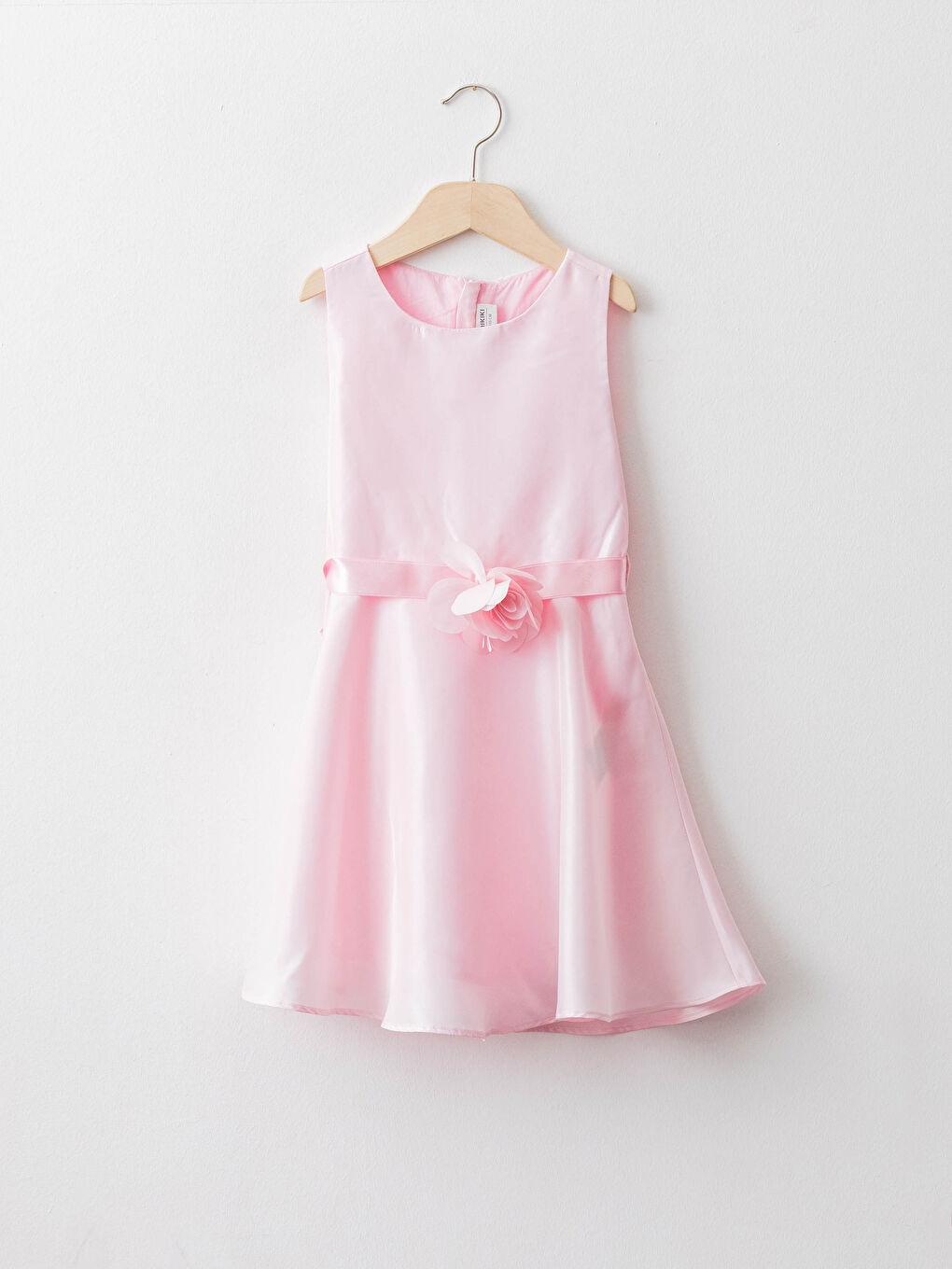 Crew Neck Basic Satin Girl Dress