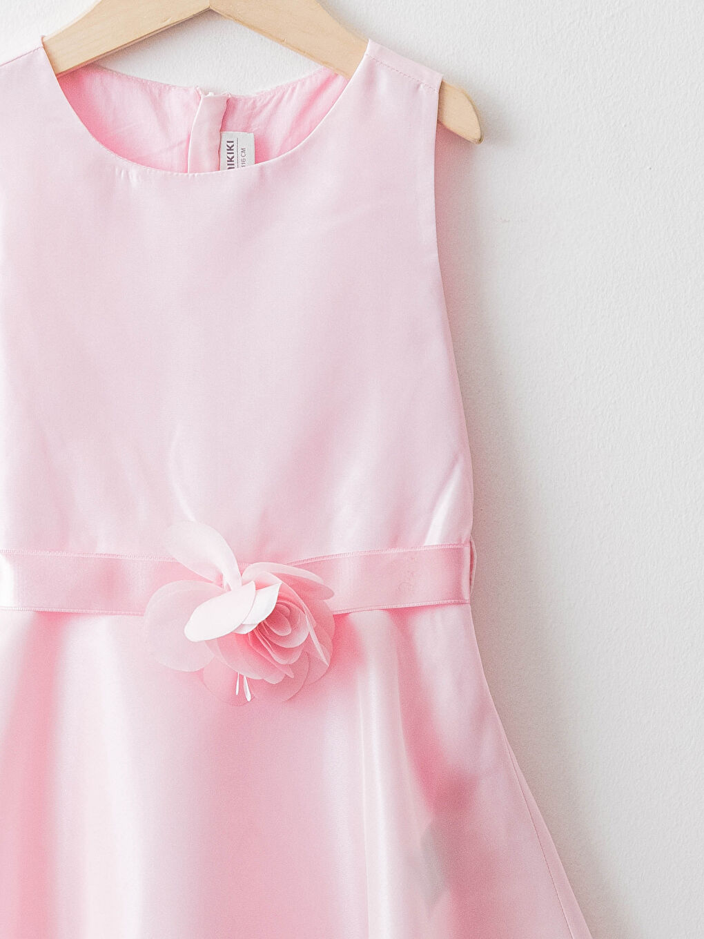 Crew Neck Basic Satin Girl Dress-2