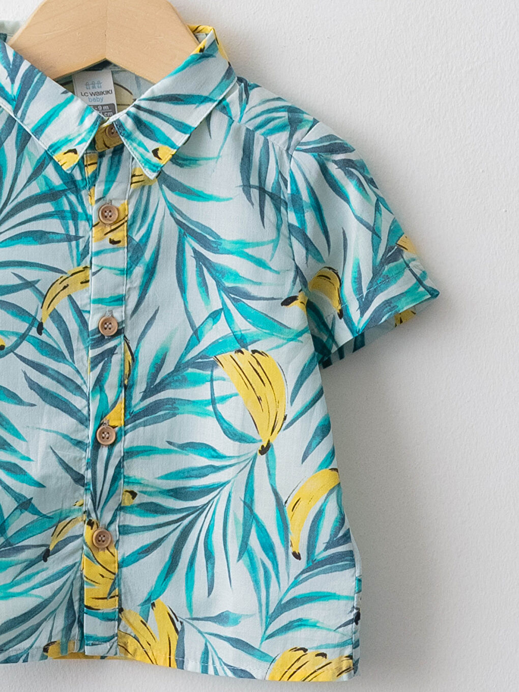 Grandad Collar Short Sleeve Printed Cotton Baby Boy Shirt and Shorts 2-Piece Set-2