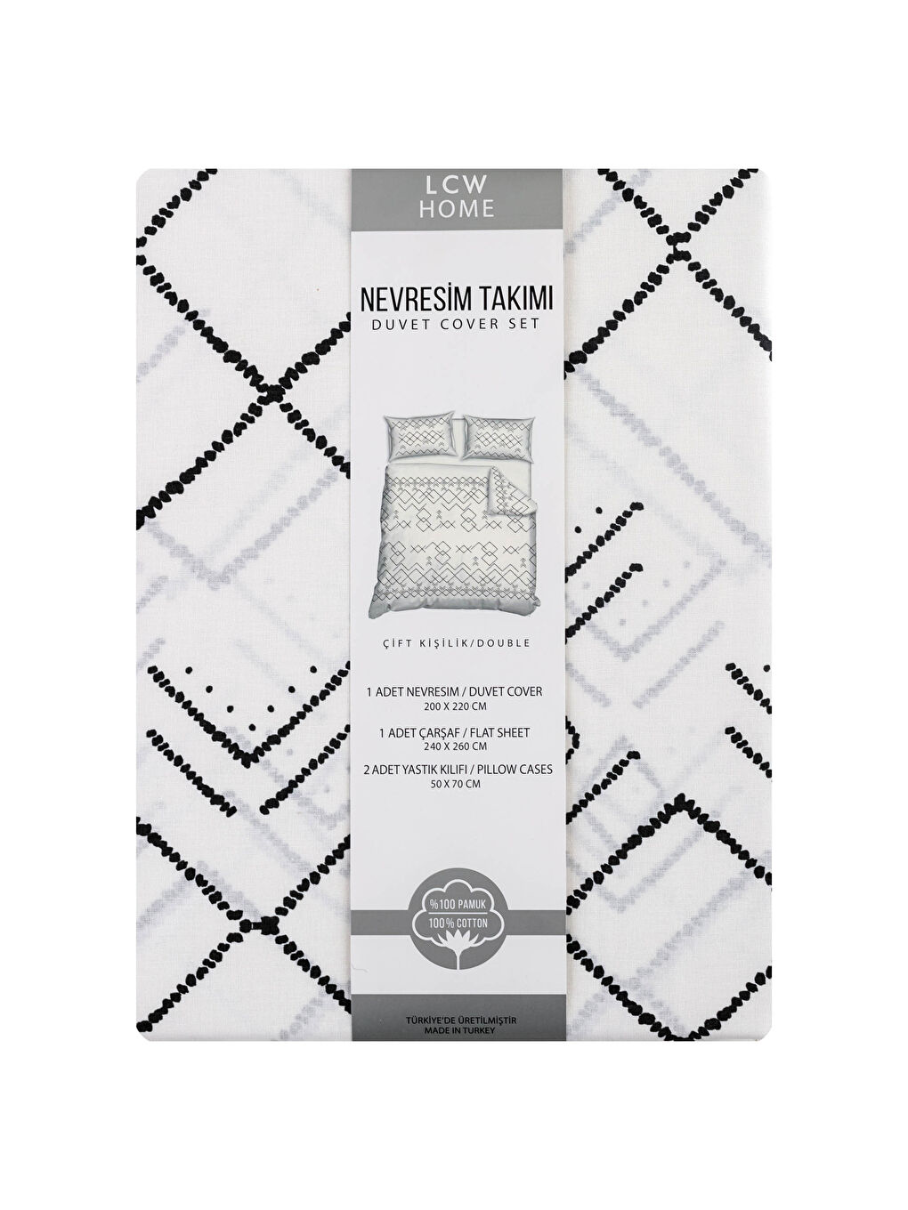 Siyah Çift Kişilik Desenli Dokuma Nevresim Takımı-6