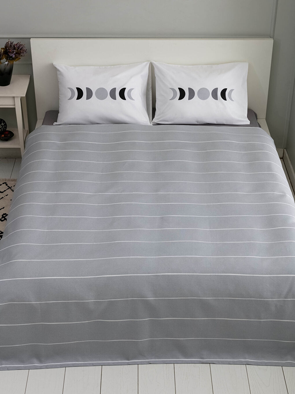 Karışık Çift Kişilik Çizgili Pamuklu Pike Takımı-2