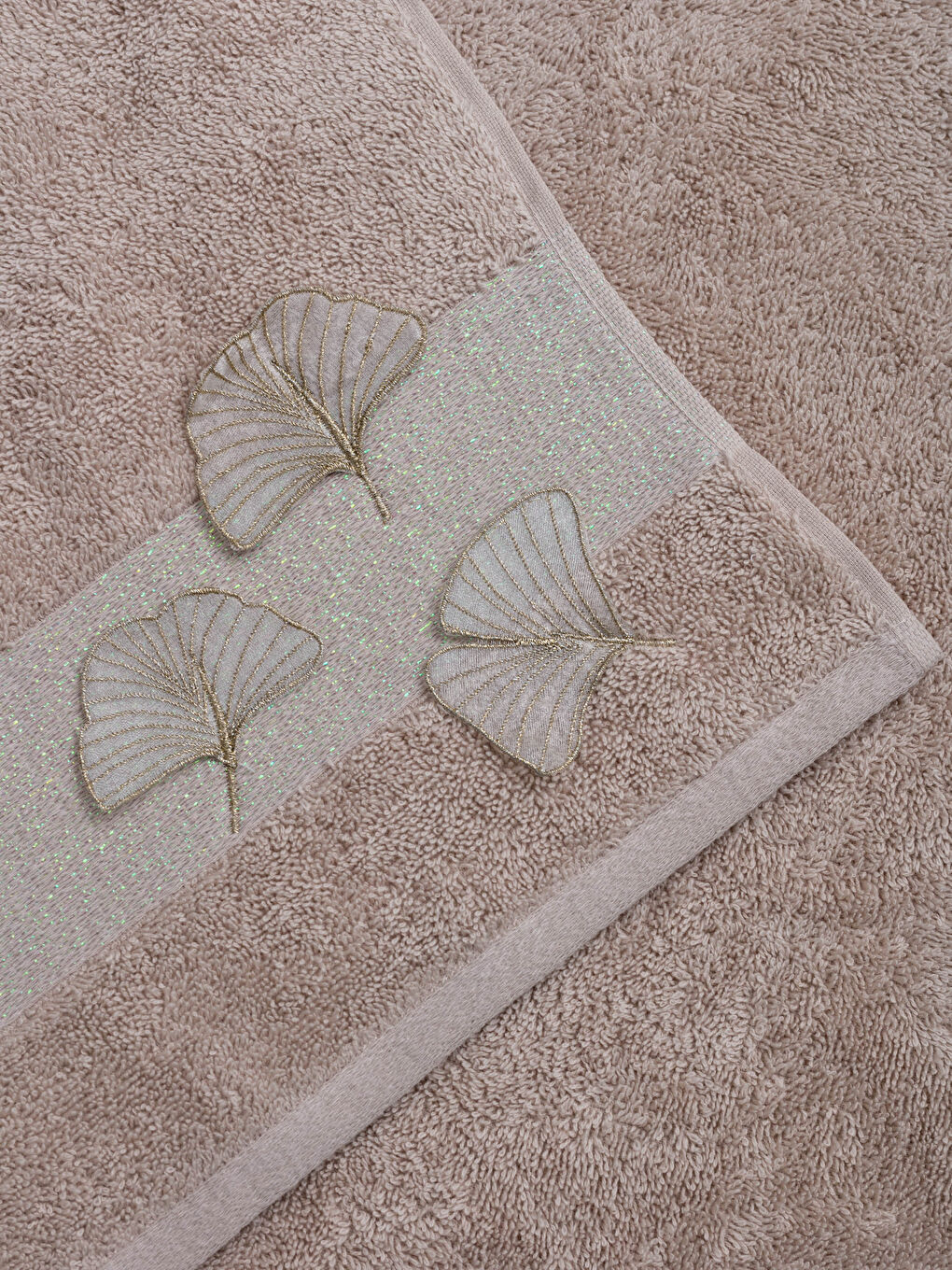 Bej Çiçek Nakışlı Yüz Havlusu 50x80 cm-3