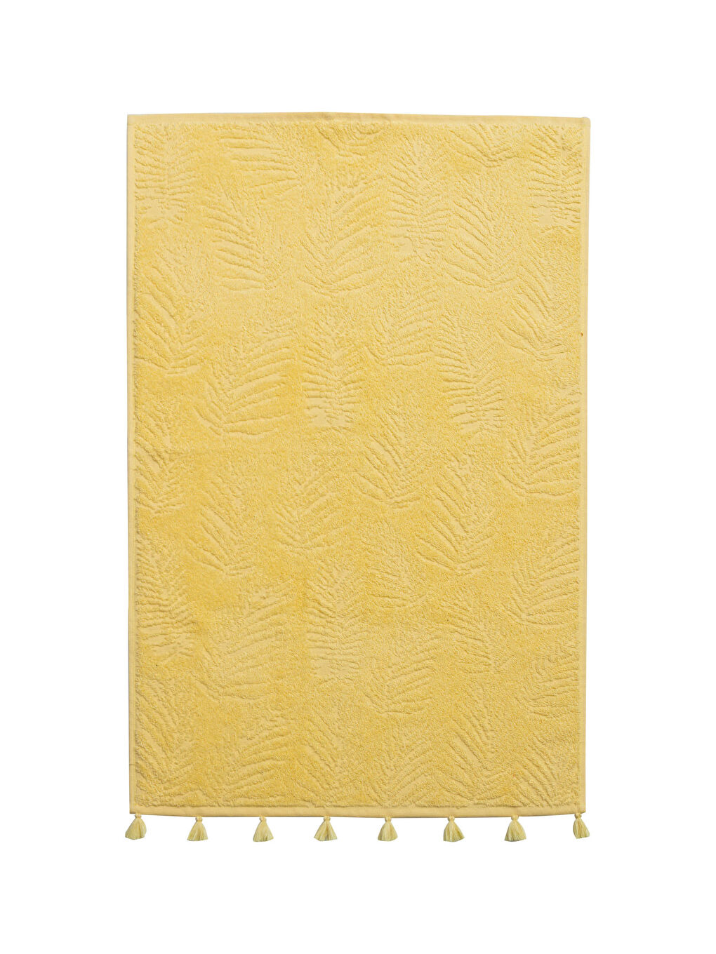 Sarı Püskül Detaylı Jakarlı Yüz Havlusu 50x80 cm-2