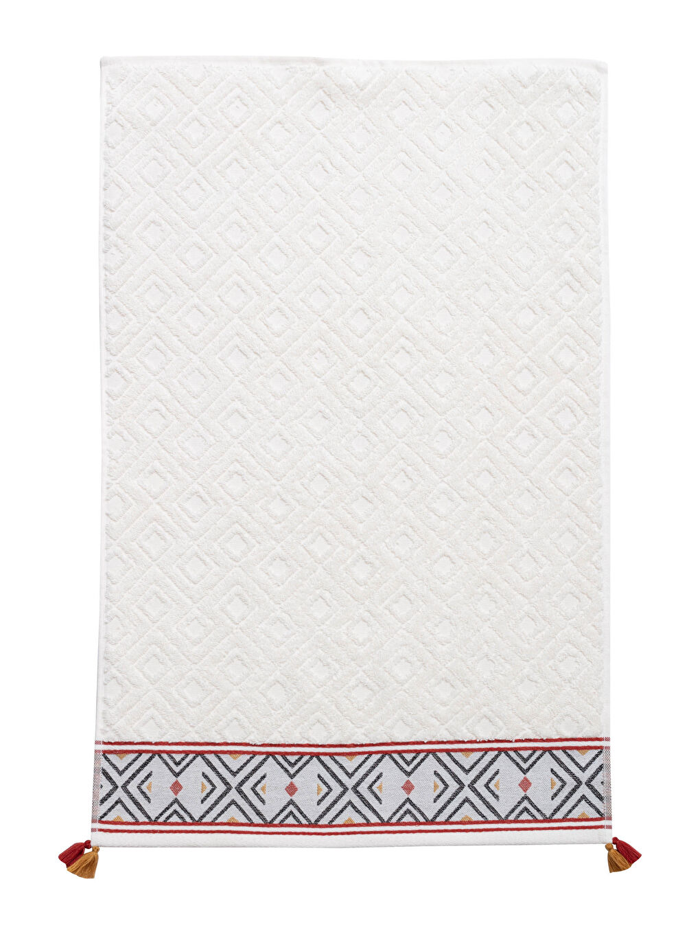 Ekru Nakış Detaylı Jakarlı Yüz Havlusu 50x80 cm-2