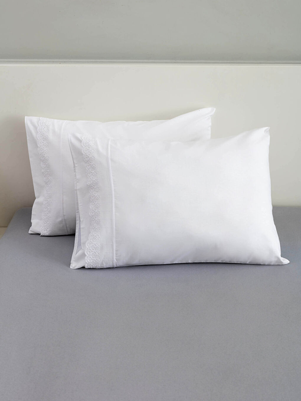Beyaz Düz Dokuma Yastık Kılıfı 2'li 50x70 cm-1