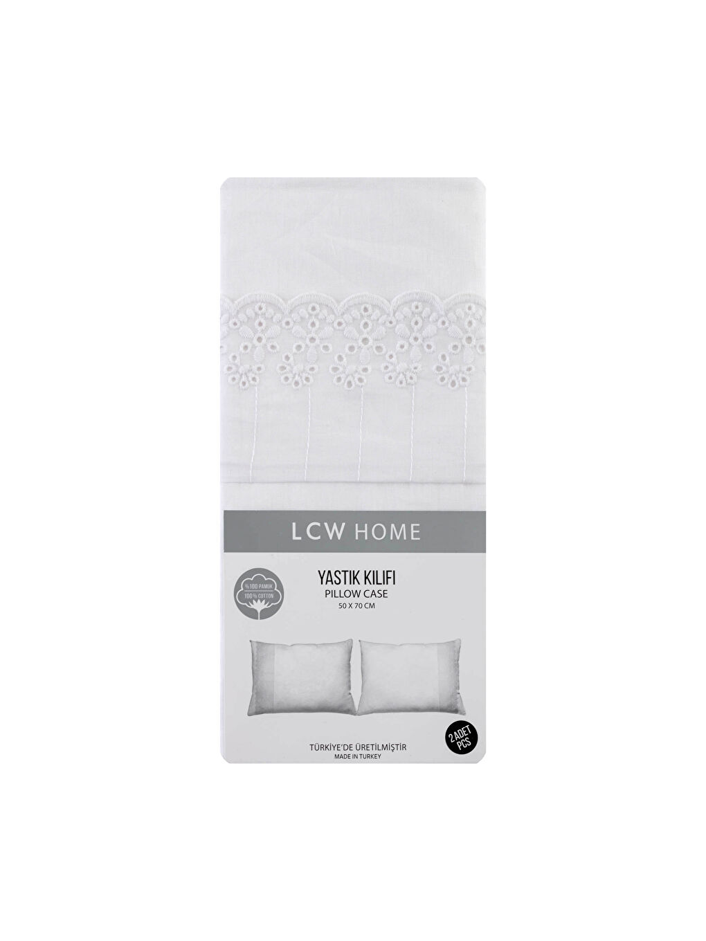 Beyaz Düz Dokuma Yastık Kılıfı 2'li 50x70 cm-4