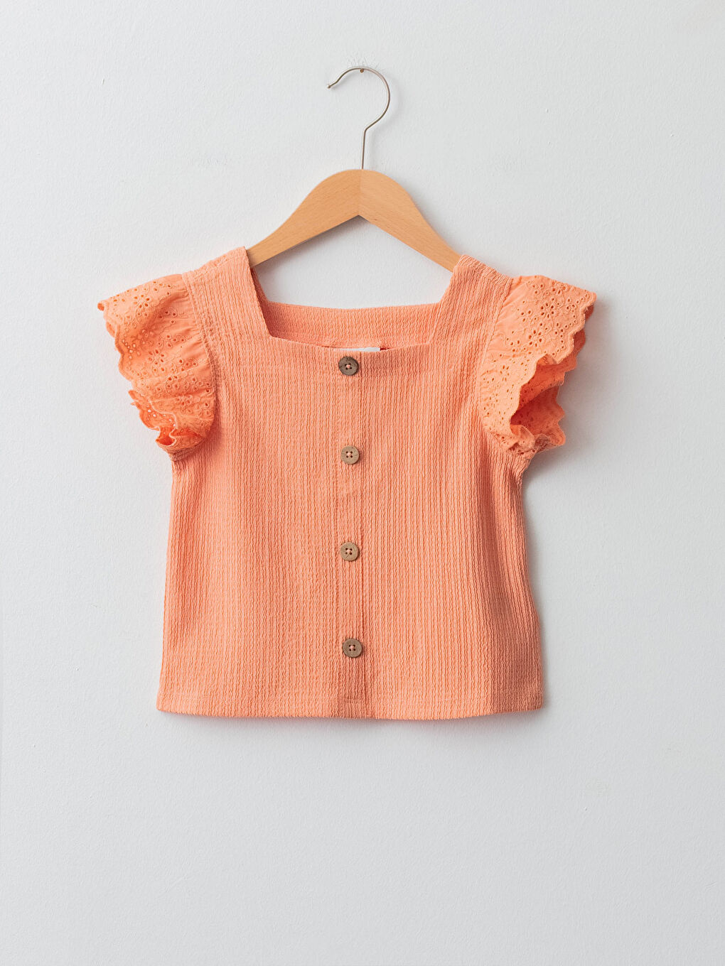 Blouse Basique à Col Carré à Manches Courtes pour Filles