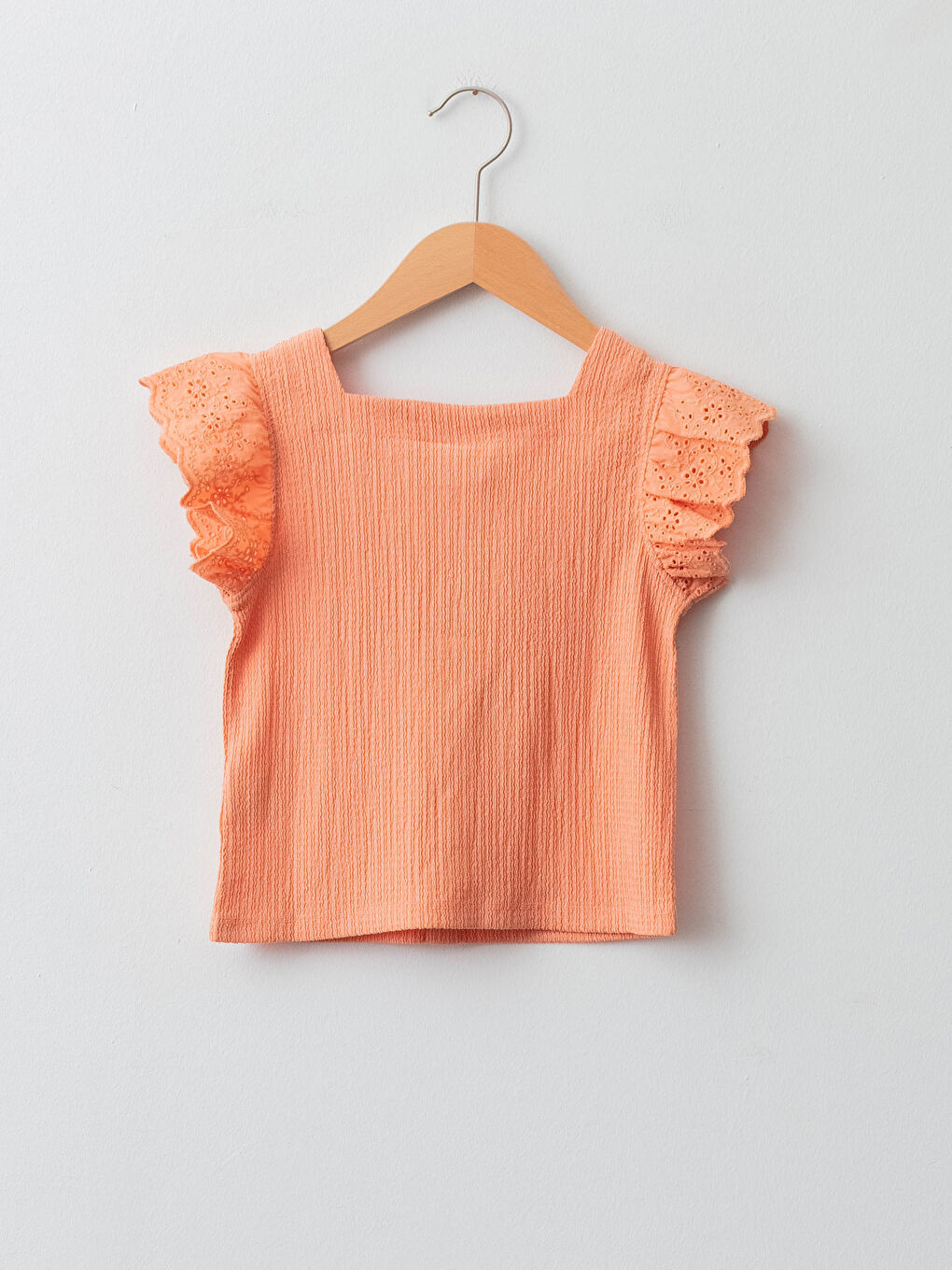 Blouse Basique à Col Carré à Manches Courtes pour Filles-1