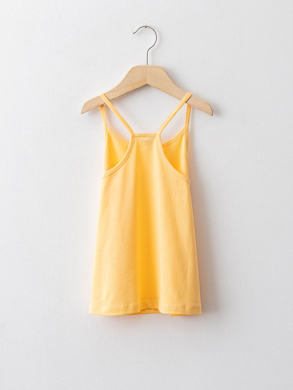 Sarı Bisiklet Yaka Baskılı Askılı Pamuklu Kız Çocuk Atlet-1