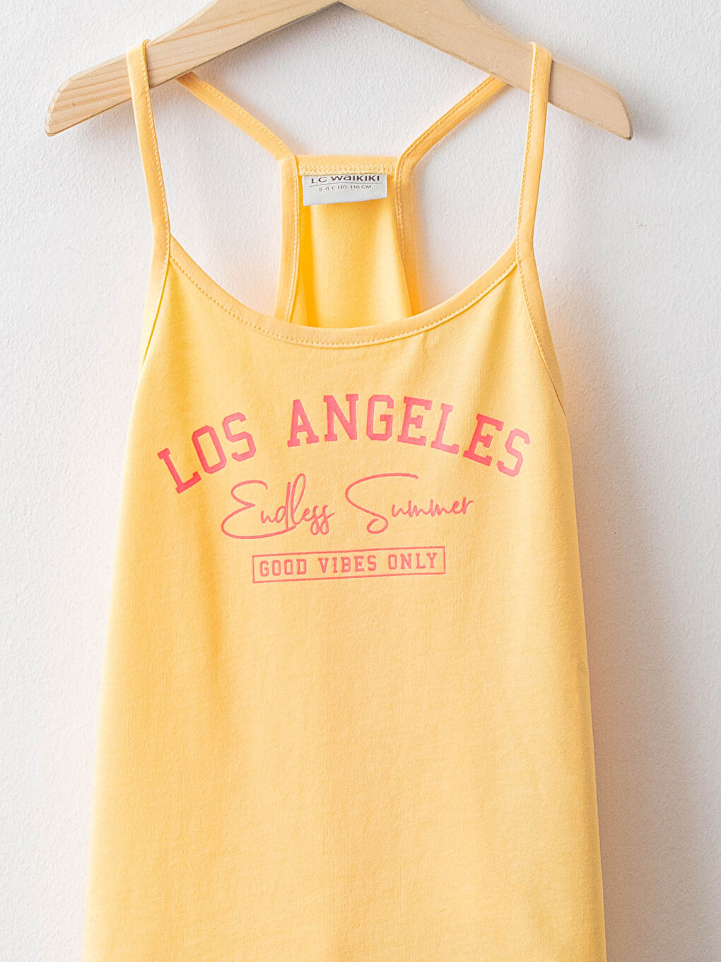 Sarı Bisiklet Yaka Baskılı Askılı Pamuklu Kız Çocuk Atlet-2