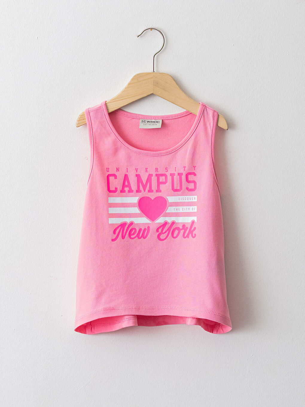 Pembe Bisiklet Yaka Baskılı Kız Çocuk Atlet