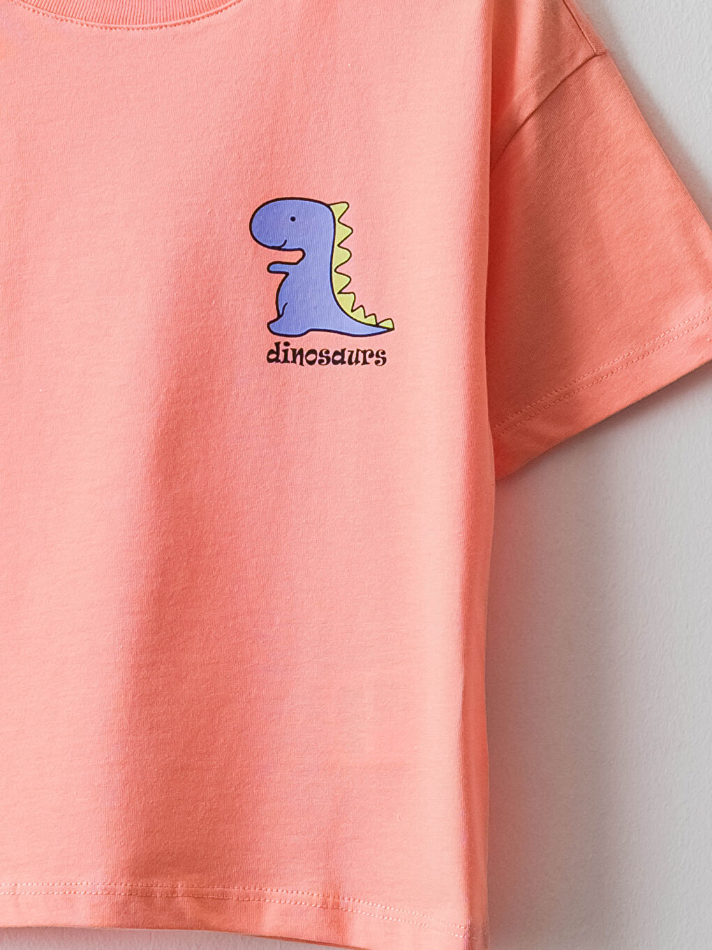 Crew Neck Printed Short Sleeve Cotton Girl's Pajamas Set-2