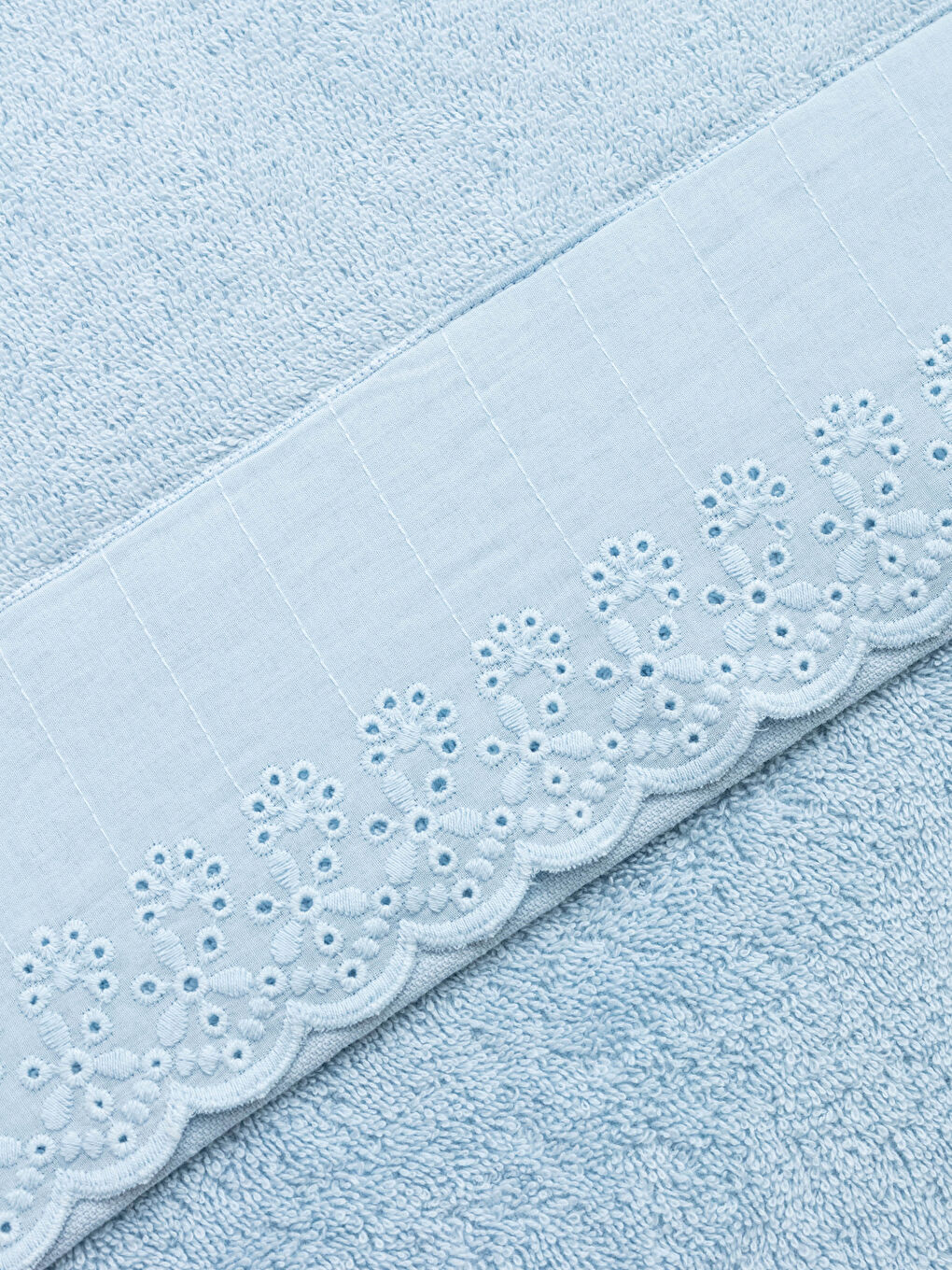 Mavi Dantel Detaylı Yüz Havlusu  50x80 cm-3