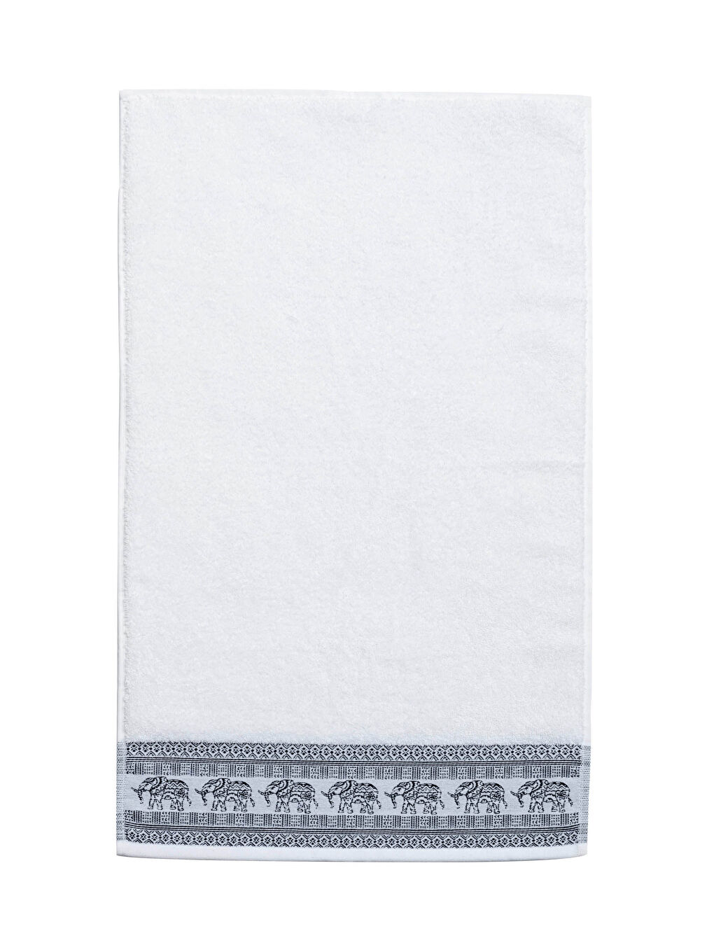 Beyaz Nakış Detaylı Jakarlı Yüz Havlusu 50x80 cm-2